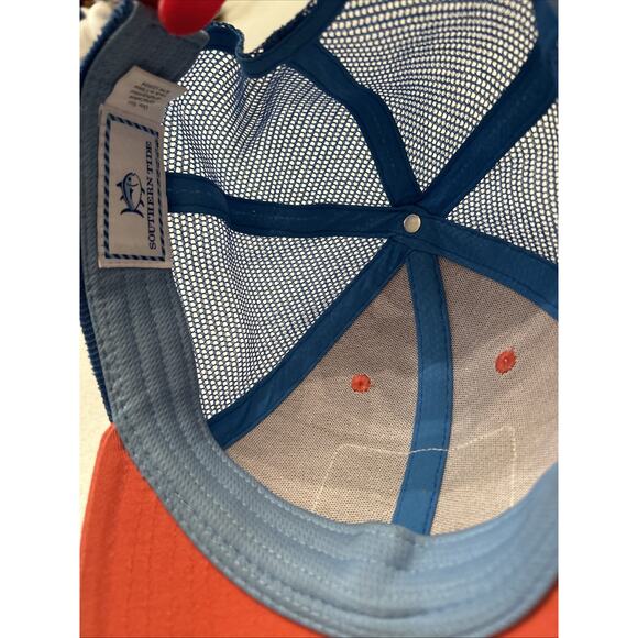 Southern Tide Trucker Hat Classic Patch Logo Blue Coral One Size - Picture 8 of 11